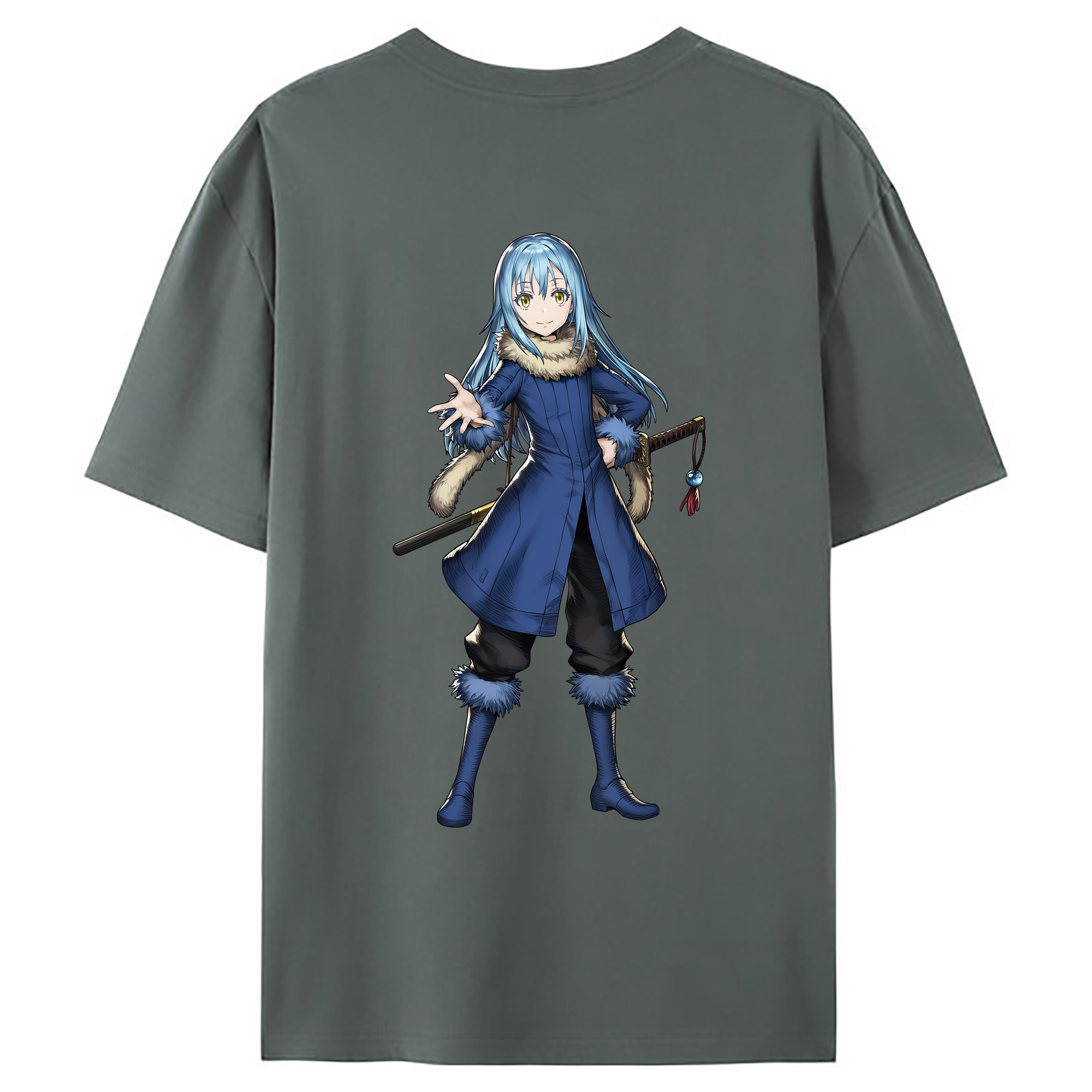 （画像用） 転スラ Regarding Reincarnated to Slime 綿100％ メンズ半袖Tシャツ（バックプリント） 通気性